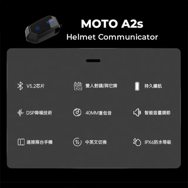 【id221】MOTO A2s+H1s 安全帽藍牙耳機+減震機車手機支架 1+1超值組合(騎行必備伴侶/減震/遮陽/防盜)
