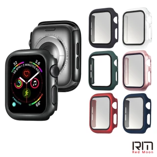 【RedMoon】APPLE Watch S10/9/8/7 9H鋼化玻璃+PC全包覆雙料防摔保護殼 41/42/45/46mm(Series10/S9/S8/S7)