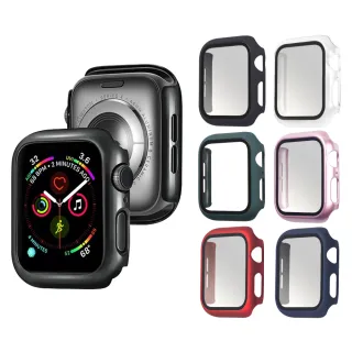 【RedMoon】APPLE Watch S10/9/8/7 9H鋼化玻璃+PC全包覆雙料防摔保護殼 41/42/45/46mm(Series10/S9/S8/S7)