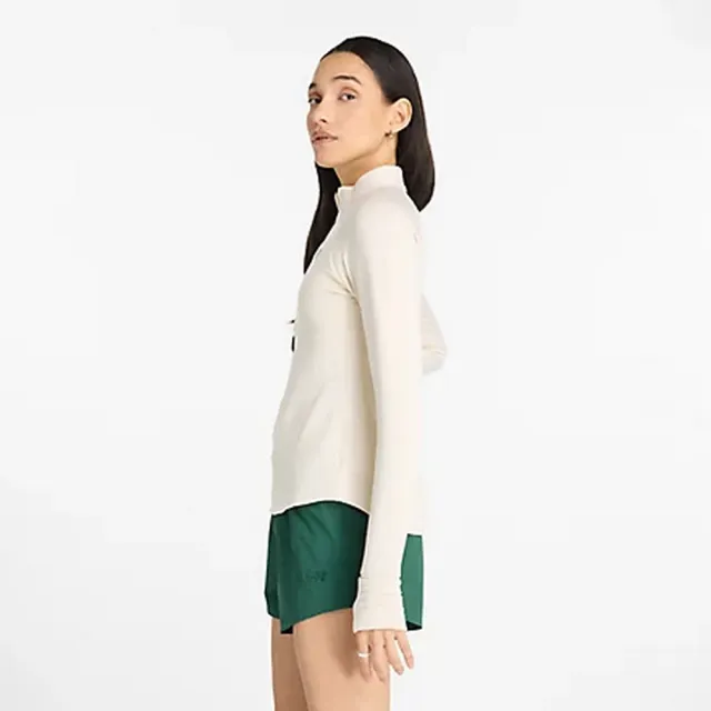 【NEW BALANCE】 NB 半開襟上衣 圓領套頭衫 長袖立領上衣 女款 白色(WT43200LIT-F)