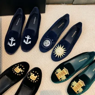 【JP Queen New York】精緻刺繡淺口顯瘦絨面平底豆豆鞋娃娃鞋(4款可選)