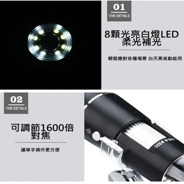 【ROYAL LIFE】高清三合一1600倍數位顯微鏡-2入組