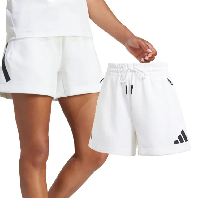 【adidas 愛迪達】WZNE SHORT 女款 灰色 棉質 寬鬆 高腰 綁帶 短褲 JJ4677