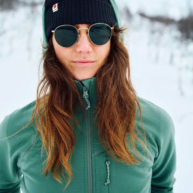 【Fjallraven】Abisko Grid Fleece連帽夾克 女(FR14600184-614綠繡)