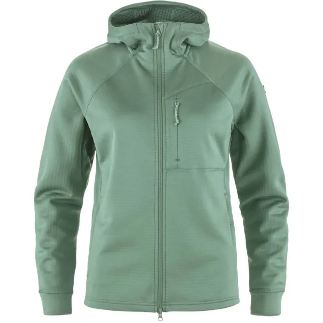 【Fjallraven】Abisko Grid Fleece連帽夾克 女(FR14600184-614綠繡)