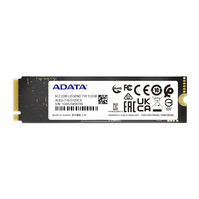 【ADATA 威剛】LEGEND 710 PCIe Gen3x4 M.2 2280 512GB SSD固態硬碟 (讀2400MB/寫1000MB*附散熱片)