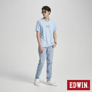 【EDWIN】男裝 BOX LOGO短袖T恤(淺藍色)
