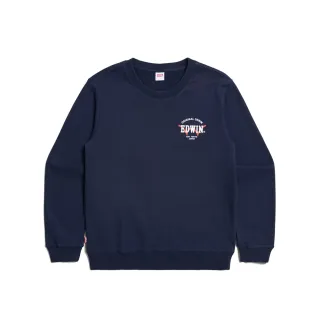 【EDWIN】男裝 扇形小LOGO厚長袖T恤(丈青色)