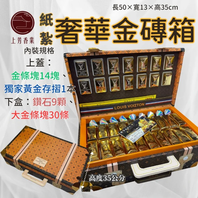 上芳香業 金紙 紙紮用品 奢華金條皮箱 存摺 鑽石 金磚 往生紙紮(百日 對年 往生用 滿七 庫錢 靈骨塔)