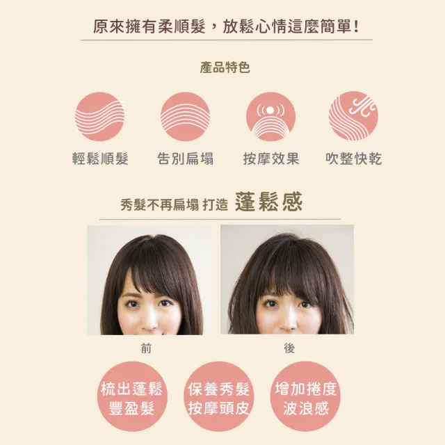 【Beautyoung 妝漾】妝漾 3D彈性順髮梳(按摩梳子 髮梳  梳子 解壓 彈力梳子)