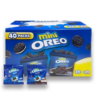 【OREO 奧利奧】迷你奧利奧巧克力夾心餅乾分享組(香草口味x20包 + 巧克力口味x20包)