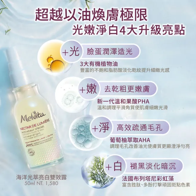 【Melvita 蜜葳特】亮白雙效露雙件組(海洋光萃亮白雙效露50mlx2)