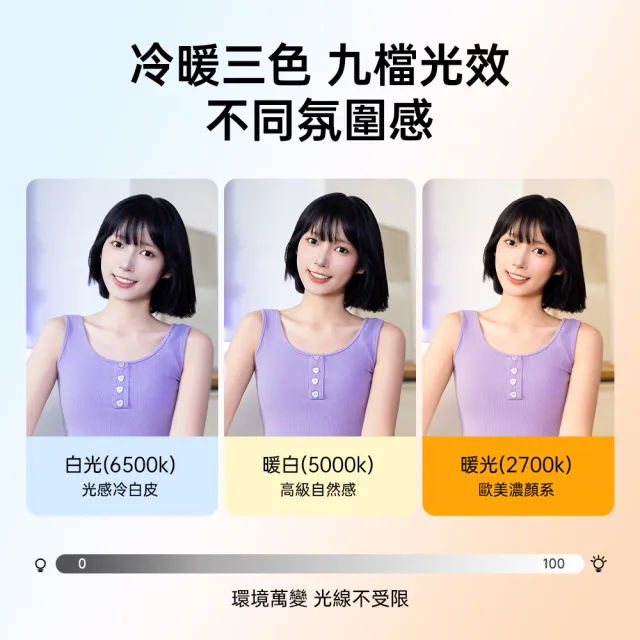 【ROSETO】口袋補光燈 609(充電式 直播攝影燈 自拍棒美顏)