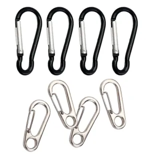 【kiret】鋁合金D型扣 鑰匙圈安全扣 露營健行休閒背包登山扣 超值4入 贈迷你彈簧扣4入