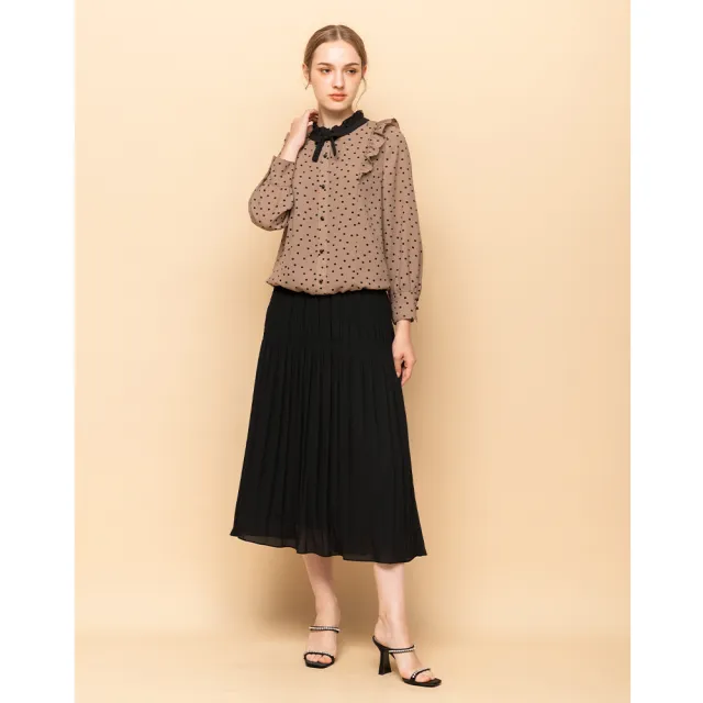【perng yuh 芃諭名品】飄柔優美 抓褶 雪紡中長裙(2024 AW Collection|3C秋冬新品上市)
