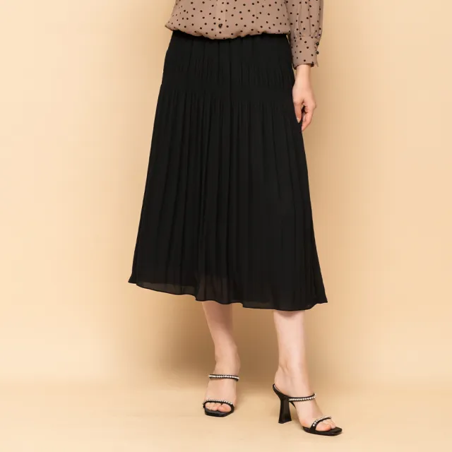 【perng yuh 芃諭名品】飄柔優美 抓褶 雪紡中長裙(2024 AW Collection|3C秋冬新品上市)