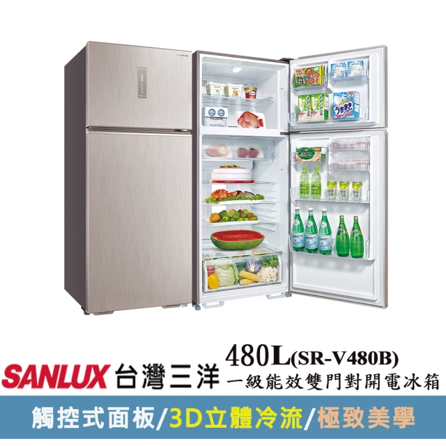 SANLUX 台灣三洋 ◆480公升一級能效直流變頻雙門冰箱(SR-V480B)