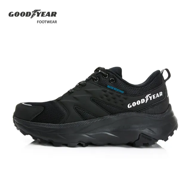 【GOODYEAR 固特異】捷豹-寬楦防潑水越野運動鞋/男鞋 輕量 厚底 黑色(GAMR43220)