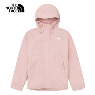 【The North Face 官方旗艦】北面女款粉色防水保暖舒適可調節連帽抓絨內裡三合一外套｜89Y37OZ