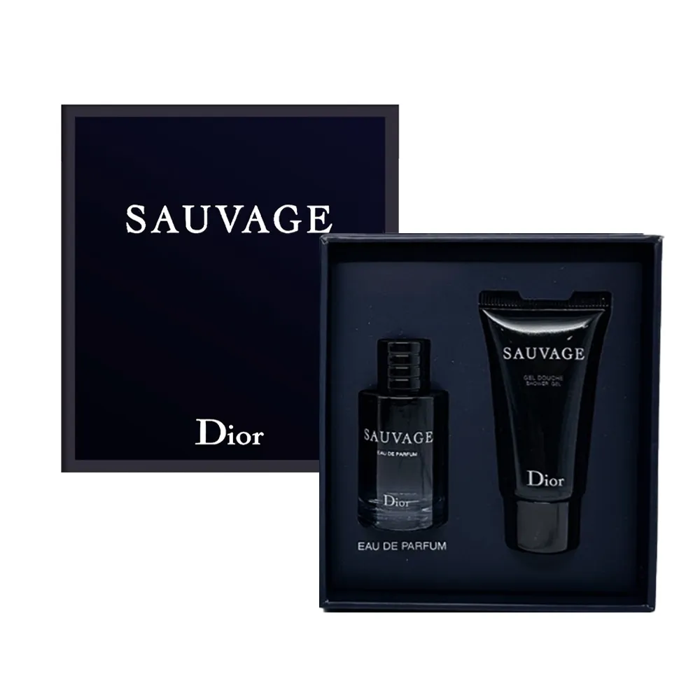 【Dior 迪奧】SAUVAGE曠野之心淡香精經典兩件組 淡香精10ml+沐浴膠20ml(國際航空版)