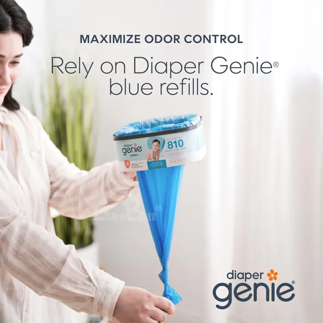 【Diaper Genie】加拿大 Diaper Genie 不鏽鋼雙重鎖臭尿布處理器 多層鎖臭塑膠袋匣 加長型*4入(鎖臭)
