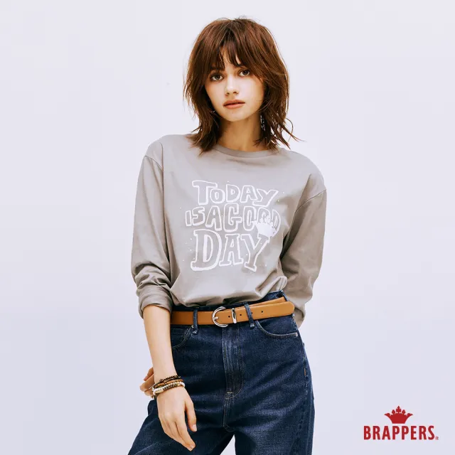 【BRAPPERS】女款 GOOD DAY印花圓領T(灰綠)