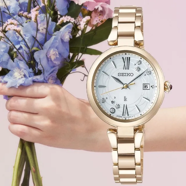 【SEIKO 精工】LUKIA 日本花店 edenworks聯名 洋桔梗花白蝶貝女錶(SSQW084J/1B32-0BK0G)