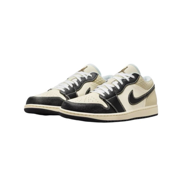 NIKE 耐吉 Air Jordan 1 Low Sanddrift 椰奶編織 黑皮革 HQ3437-101(奢華 復古 休閒鞋 男鞋)