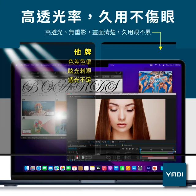 【YADI】防窺抗眩濾藍光  14吋16:10 專用(磁吸式水之鏡防窺片)