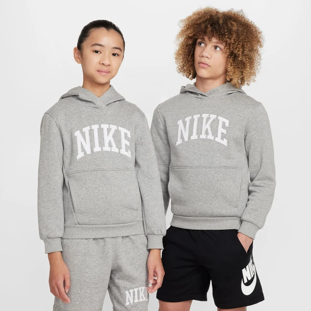 NIKE 耐吉 長袖上衣 童裝 大童 男女童 帽T 運動 K NSW CLUB FLC HDY HBR MC 灰 HJ3156-063