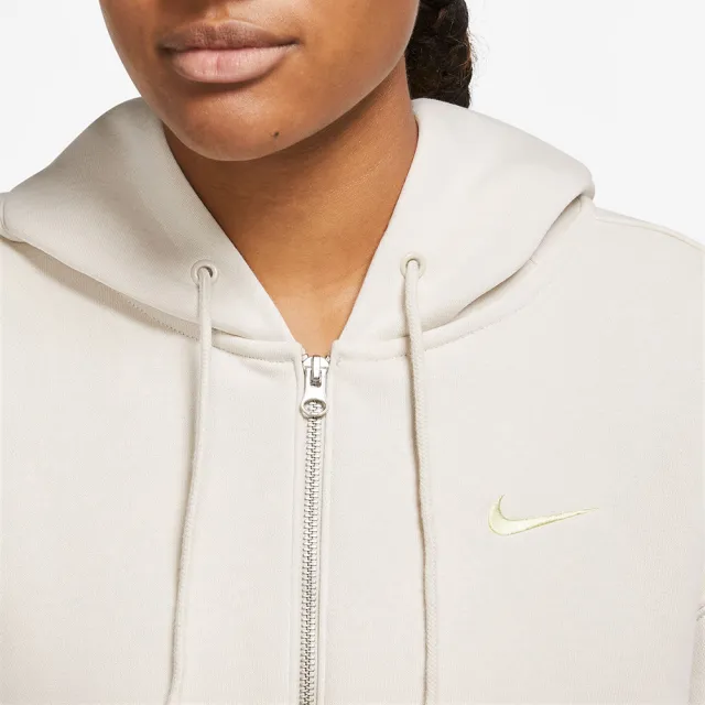 【NIKE 耐吉】外套 女款 運動連帽外套 加絨 AS W NSW PHNX FLC FZ OS HOODIE 米 DQ5759-104