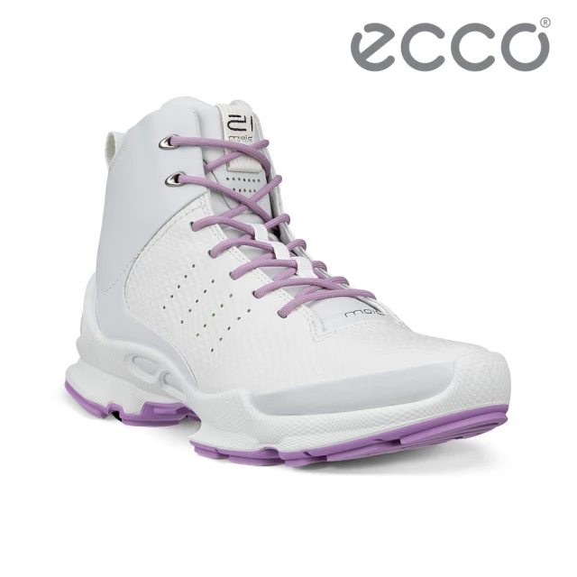 ecco BIOM C W 健步自然律動高筒皮革運動鞋 女鞋(白色/薰衣草紫 80034361097)