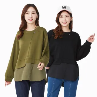 【betty’s 貝蒂思】網路獨賣★假兩件寬版拼接雪紡上衣(共二色)