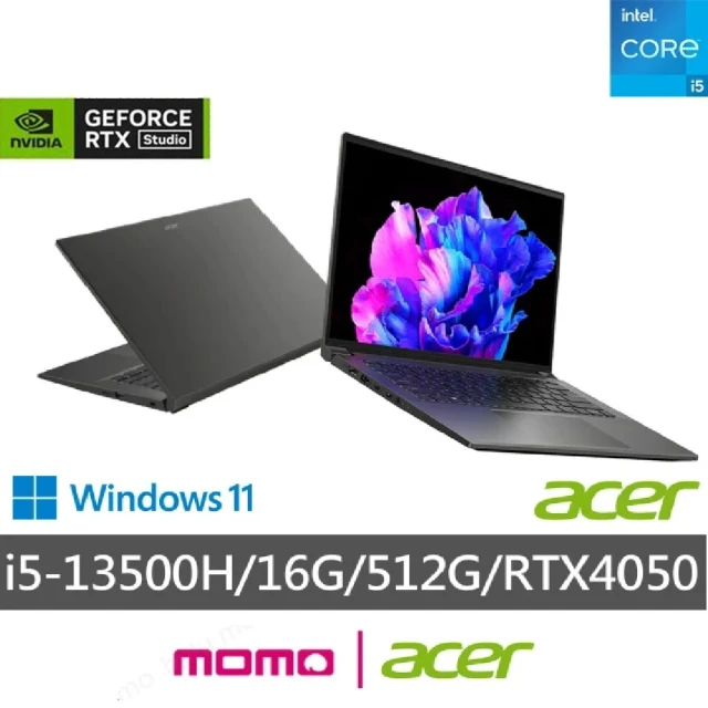 Acer 宏碁 14.5吋i5 RTX獨顯效能筆電(Swift X/SFX14-71G-52DP/i5-13500H/16G/512G/RTX4050/W11)