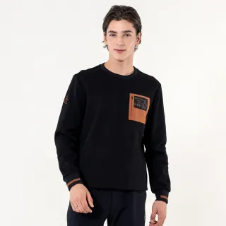 【Munsingwear】企鵝牌 男款黑色口袋剪接設計運動衫 MGUL2803