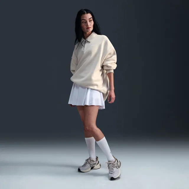 【NIKE 耐吉】AS W NSW PHNX FLC OS QZ PO 女 立領拉鍊 長袖 米色 復古穿搭 休閒(FZ3208-104 ∞)
