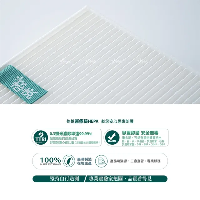 【怡悅】適用 PHILIPS 飛利浦 AC0819 AC0819/80 AC0850 AC0850/81 抗敏濾心1入(台灣製造 抗敏版)