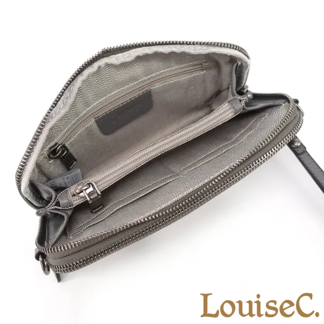 【LouiseC.】雙11 Tree House 牛皮雙分隔層手拿斜背真皮包-3色-附手腕帶(真皮包包 CC158107)