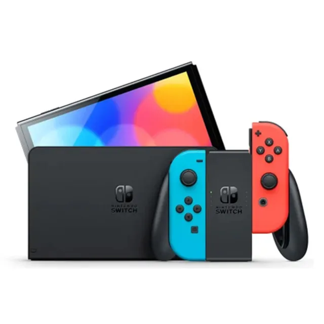 【Nintendo 任天堂】Switch OLED款式 紅藍主機 電量加長型(進口日規機)