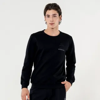 【Munsingwear】企鵝牌 男款黑色落肩剪接純棉舒適長袖T恤 MGUL2807