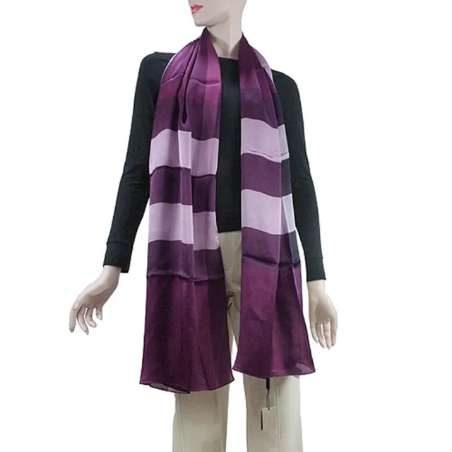 【BURBERRY 巴寶莉】格紋絲綢緞面圍巾/披巾(紫紅色)