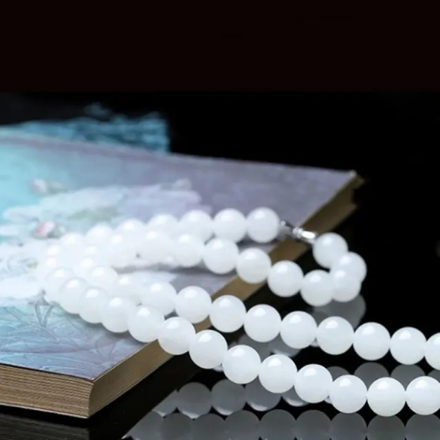 八方開運】新疆和田玉羊脂白玉圓珠項鍊(8mm*44顆) - momo購物網- 好評