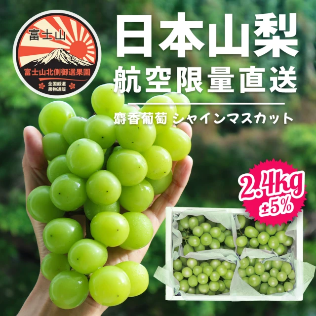 果樹寶石 日本山梨縣相撲級麝香葡萄4大房禮盒2.4kg±5%(航空急送 富士山北側御選果園)