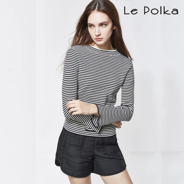 Le Polka 內刷毛鋪棉方格紋短褲-女