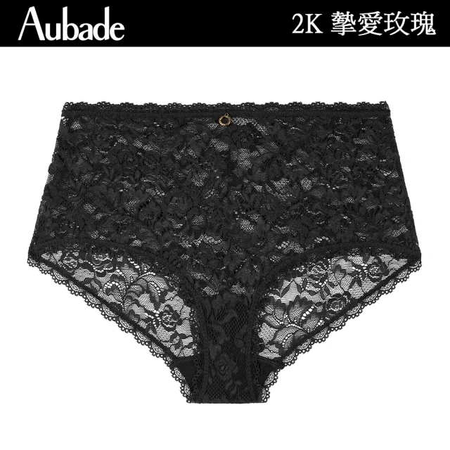 Aubade 摯愛玫瑰蕾絲高腰褲 性感小褲 法國進口 女內褲(2K-黑.牙白.膚)