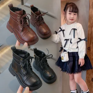 【橘魔法】率性拼接繞帶馬丁靴(皮靴 靴子 童鞋 鞋子 中性款 男童 女童 兒童 童裝)