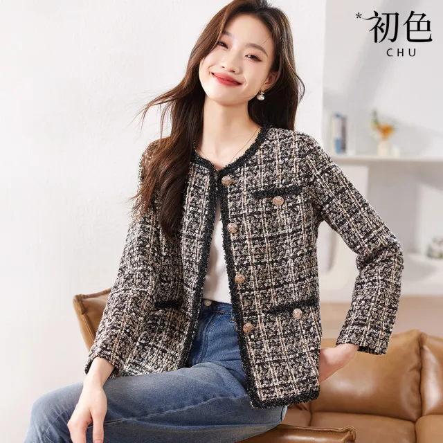 【初色】小香風毛呢大衣外套女外套-15款任選-31082(M-2XL可選)