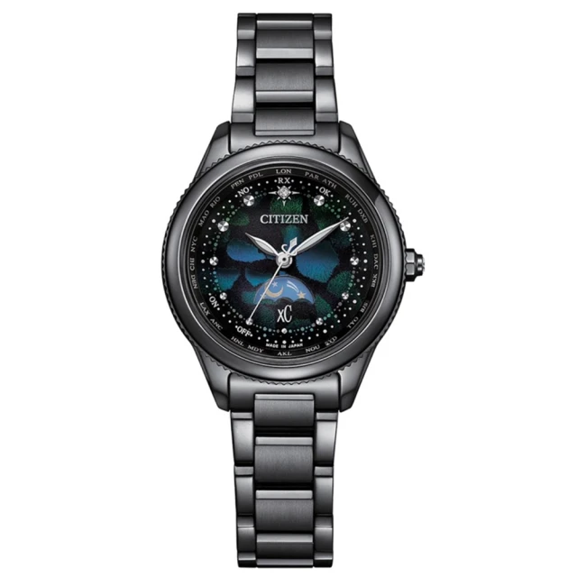 CITIZEN 星辰 官方授權C1 XC 100週年限量宇宙幻彩 鈦金屬光動能電波女錶-29mm(EE1008-56E)