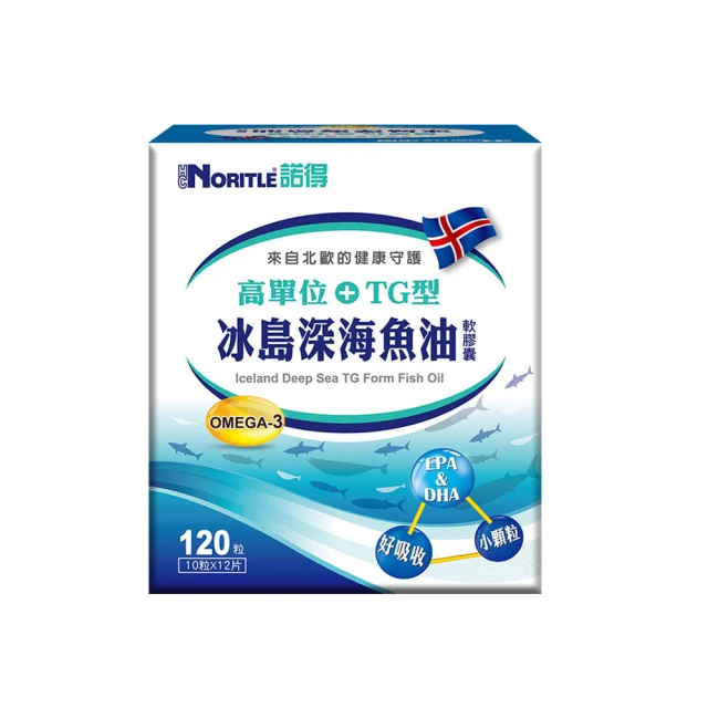 諾得 高單位TG型冰島深海魚油軟膠囊120粒x1盒(好吸收.OMEGA3.EPA.DHA.深海小魚)