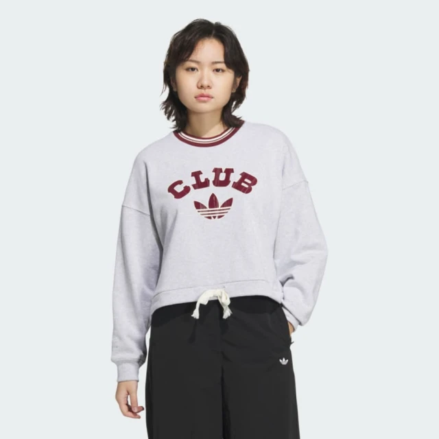 adidas 愛迪達 長袖上衣 女款 運動 亞規 三葉草 VRCT CREW W2 灰 紅 JD6376